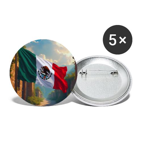 Mexican flag in Magical Town and Nature - Buttons large 2.2'' (5-pack)