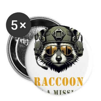 Raccoon In Mission - Buttons large 2.2'' (5-pack) - white