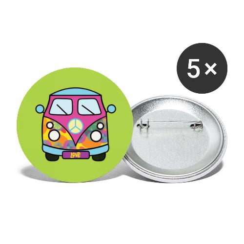 Groovy Hippie Van Peace & Love - Buttons large 2.2'' (5-pack)