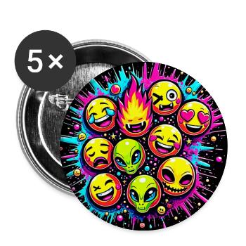 Neon Funky Symbol Mix - Buttons large 2.2'' (5-pack) - white