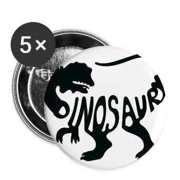 Bold Dinosaur Silhouette T-Shirt Design - Buttons large 2.2'' (5-pack) - white
