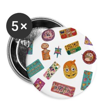 Whimsical Mixed Media Sticker Collection - Buttons large 2.2'' (5-pack) - white