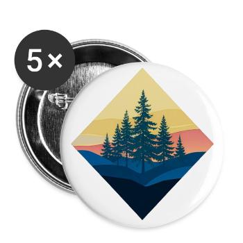 Serene Mountain Pine Sunset Design - Buttons large 2.2'' (5-pack) - white