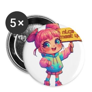 Cute Girl Holding Welcome Sign - Buttons large 2.2'' (5-pack) - white