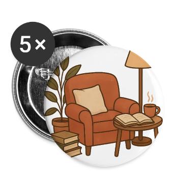 Cozy Reading Nook Illustration - Buttons large 2.2'' (5-pack) - white