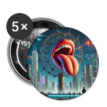 Cyberpunk Pop Art – Futuristic Neon Cityscape - Buttons large 2.2'' (5-pack) - white