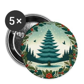 Festive Winter Pine Forest Illustration - Buttons large 2.2'' (5-pack) - white