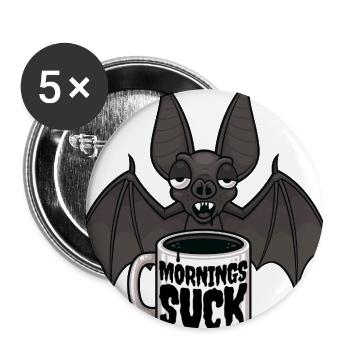 Mornings Suck Sleepy Vampire Bat Coffee Humor - Buttons large 2.2'' (5-pack) - white
