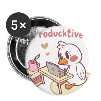 Cute Duck with Laptop, Books and Coffee - Buttons large 2.2'' (5-pack) - white
