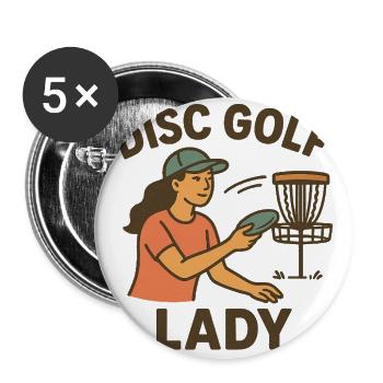 Disc Golf Lady Retro Art - Buttons large 2.2'' (5-pack) - white
