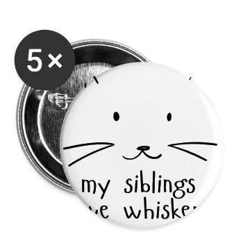 Minimalist Cute Cat Face Outline - Buttons large 2.2'' (5-pack) - white