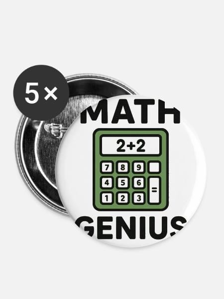 Math Genius Calculator Tee - Buttons large 2.2'' (5-pack) - white