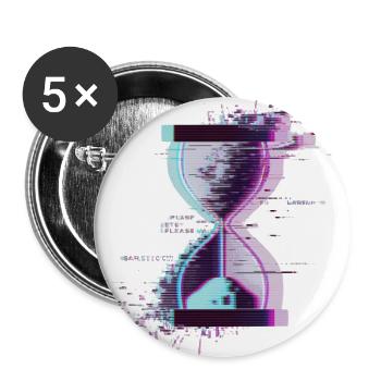 Glitch Hourglass Neon Drift - Buttons large 2.2'' (5-pack) - white