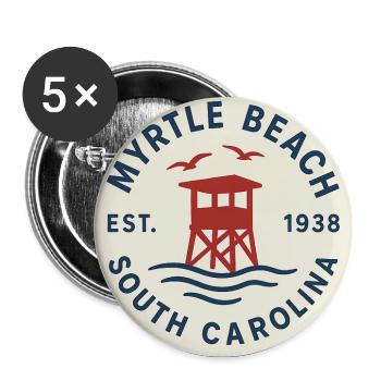 Myrtle Beach Lifeguard Tower - Buttons large 2.2'' (5-pack) - white