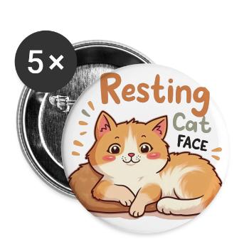 Resting Cat Face – Funny Meme - Buttons large 2.2'' (5-pack) - white