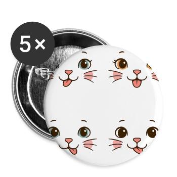 Four Playful Cat Faces - Buttons large 2.2'' (5-pack) - white