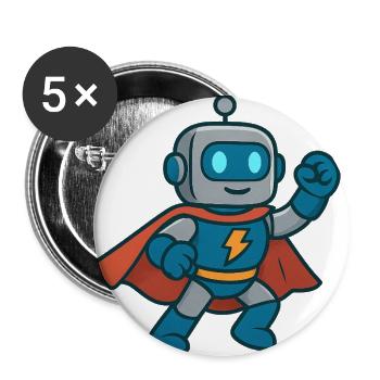 Robot Hero Lightning Cape - Buttons large 2.2'' (5-pack) - white