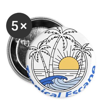 Tropical Escape Sunset Ocean Waves Monoline - Buttons large 2.2'' (5-pack) - white