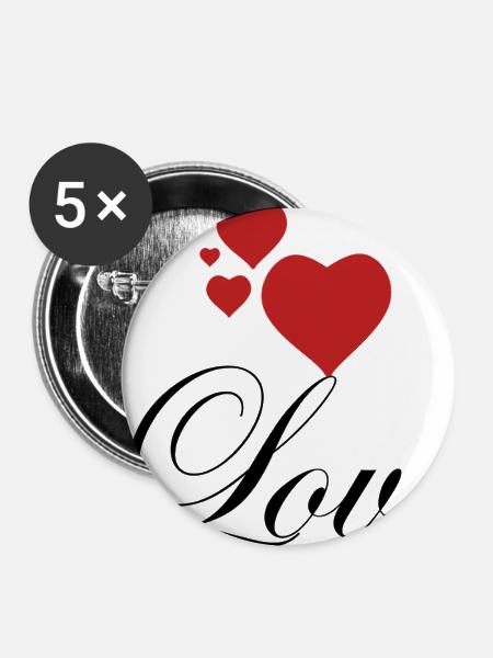 Love with hearts. - Buttons large 2.2'' (5-pack) - white
