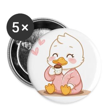 Cozy Pink Pajama Duck - Buttons large 2.2'' (5-pack) - white