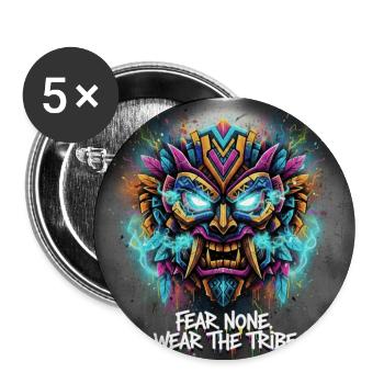 Tribal Mask Series – Ethnic Art Streetwear - Buttons large 2.2'' (5-pack) - white