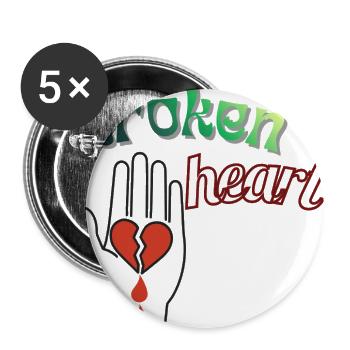 Hand with broken heart - Buttons large 2.2'' (5-pack) - white