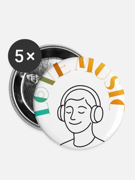 Love Music headphones arc - Buttons large 2.2'' (5-pack) - white