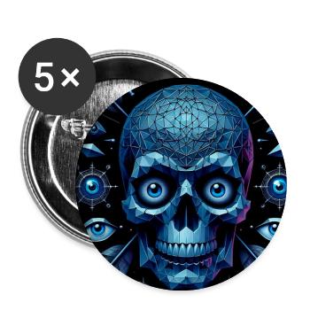 Blue Geometric Skull Neon - Buttons large 2.2'' (5-pack) - white