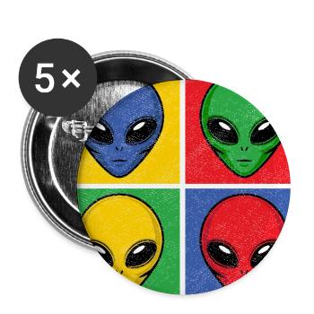 Aliens Pop-Art Popart Vintage Alien Heads Faces - Buttons large 2.2'' (5-pack) - white