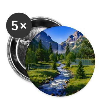Majestic Mountain Waterfall River Nature Landscape - Buttons large 2.2'' (5-pack) - white