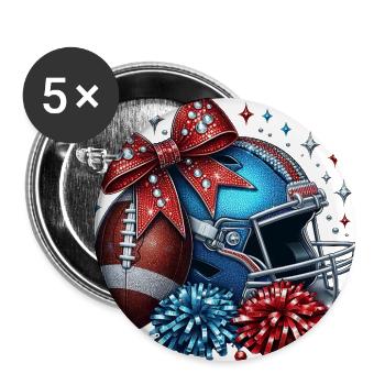 Patriotic Football Helmet Bow - Buttons large 2.2'' (5-pack) - white
