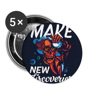 Make New Discoveries Skull Dive - Buttons large 2.2'' (5-pack) - white