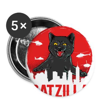 Catzilla Cityscape - Funny Cozy T-shirt - Buttons large 2.2'' (5-pack) - white