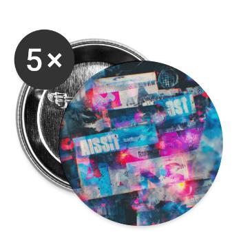 Cyberpunk Chaos Abstract | Neon Glitch Digital Art - Buttons large 2.2'' (5-pack) - white