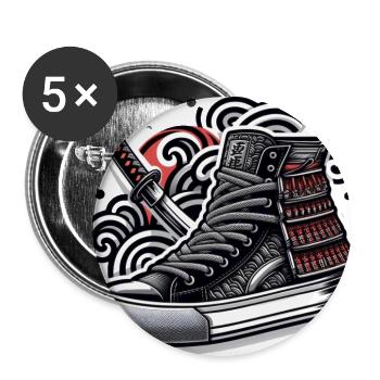Samurai Sneaker Armor - Japanese Streetwear - Buttons large 2.2'' (5-pack) - white