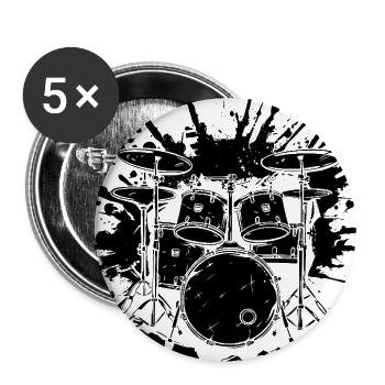 Drum Set Graphic - Buttons large 2.2'' (5-pack) - white