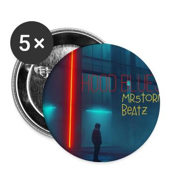 Hood Blues Neon Night - Buttons large 2.2'' (5-pack) - white
