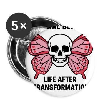 Skull Butterfly Wings Hearts - Buttons large 2.2'' (5-pack) - white