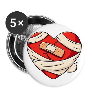 Healing Heart - Buttons large 2.2'' (5-pack) - white