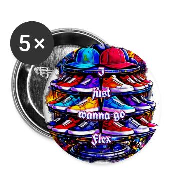 I Just Wanna Go Flex Sneaker Display - Buttons large 2.2'' (5-pack) - white
