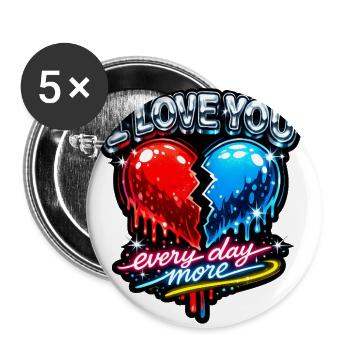 Neon Broken Heart I Love You - Buttons large 2.2'' (5-pack) - white