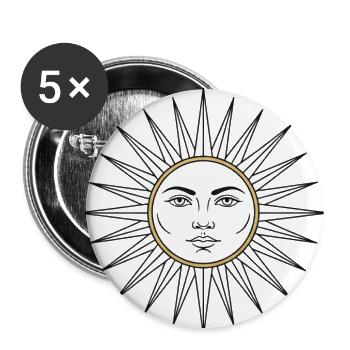 Zodiac Celestial Sun with Gold Ring Emblem - Buttons large 2.2'' (5-pack) - white