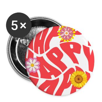 Happy - Buttons large 2.2'' (5-pack) - white