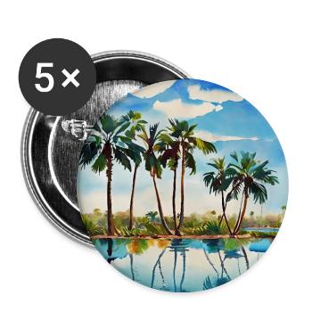 Caribbean Tropical Island Palm Trees Watercolor  - Buttons large 2.2'' (5-pack) - white