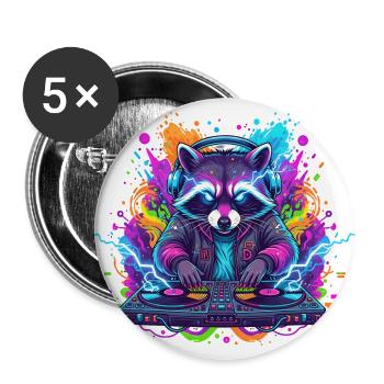 Neon Raccoon DJ Splash - Buttons large 2.2'' (5-pack) - white