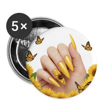 Sunflower Butterfly Nail Art - Buttons large 2.2'' (5-pack) - white