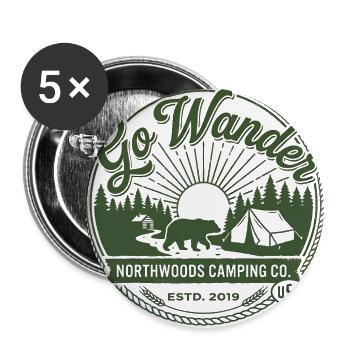 Go Wander Northwoods Camping Logo - Buttons large 2.2'' (5-pack) - white
