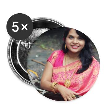 Pink Saree Portrait with Gold Jewelry - Buttons large 2.2'' (5-pack) - white