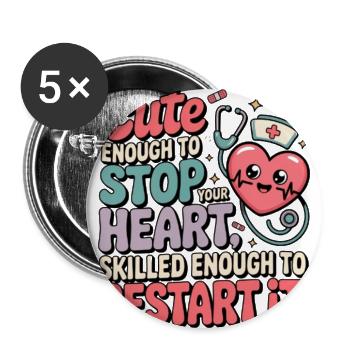 Cute Heart Restart Quote Tee Design - Buttons large 2.2'' (5-pack) - white