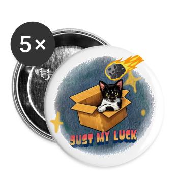 Just My Luck Funny Cat Meteor Design - Buttons large 2.2'' (5-pack) - white